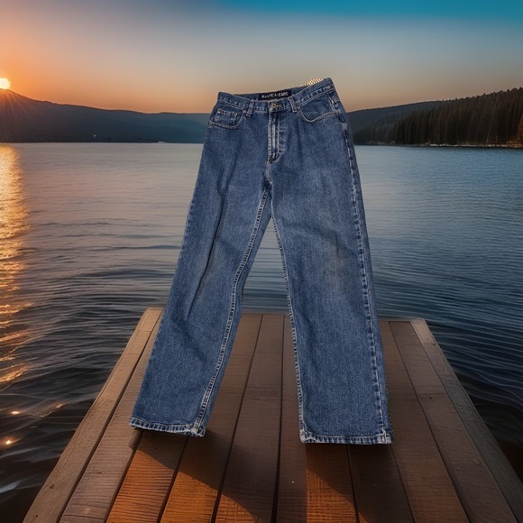 Nautica Mens Classic Straight Jeans Blue Faded Med Wash High Rise Denim 32 x 32 - Picture 5 of 6